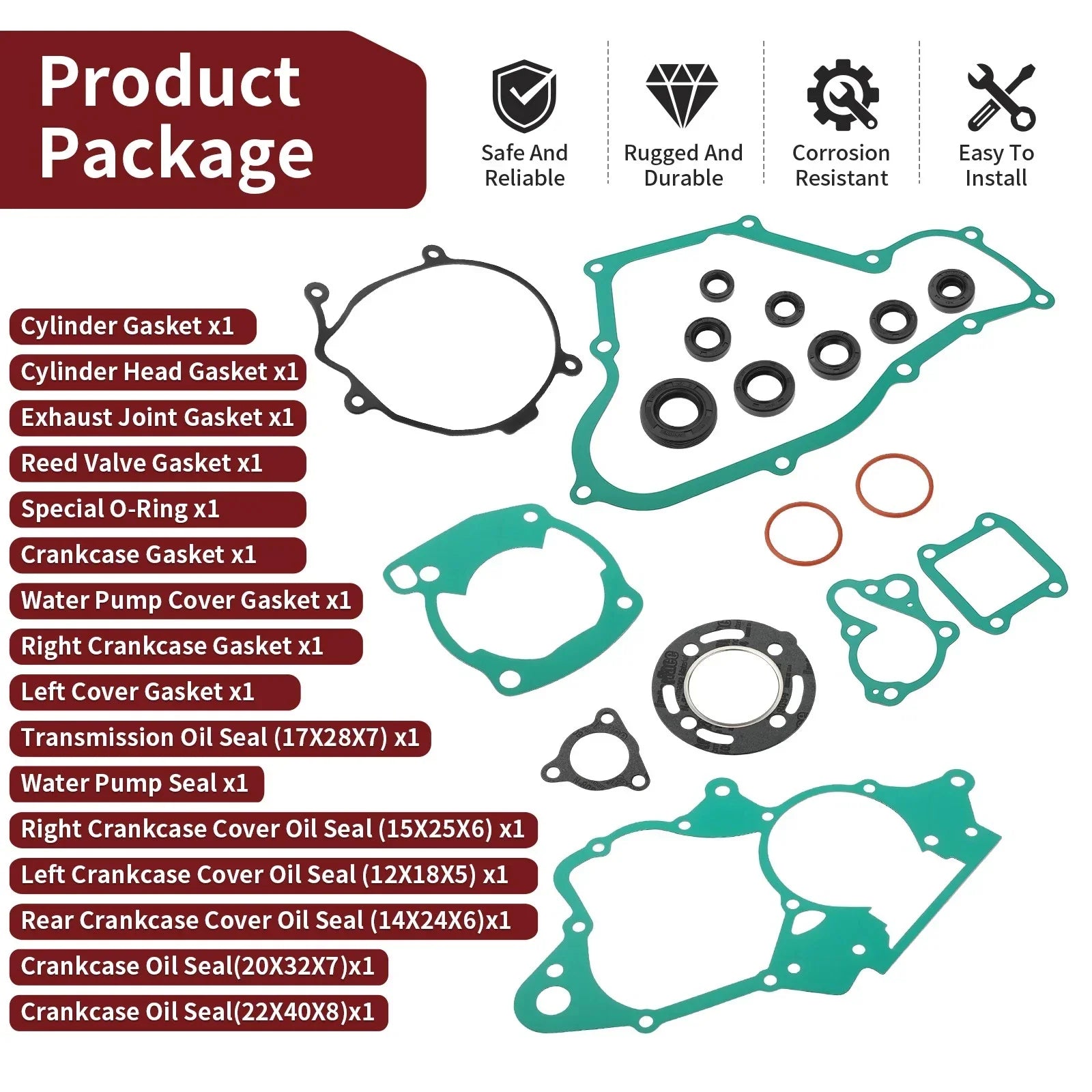 Engine Top & Bottom End Gasket & Oil Seal Kit for Honda CR80R (1986–1991)