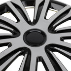 Set of 4 Wheel Hub Caps for All Models 16" Black & Silver Trim