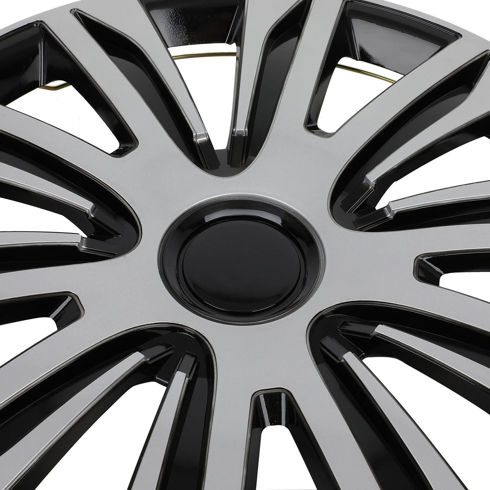 Set of 4 Wheel Hub Caps for All Models 16" Black & Silver Trim