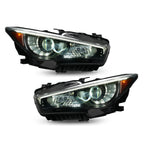 Set of 2 JDM Black LED Headlights for Infiniti Q50 (2014–2022) w/o AFS