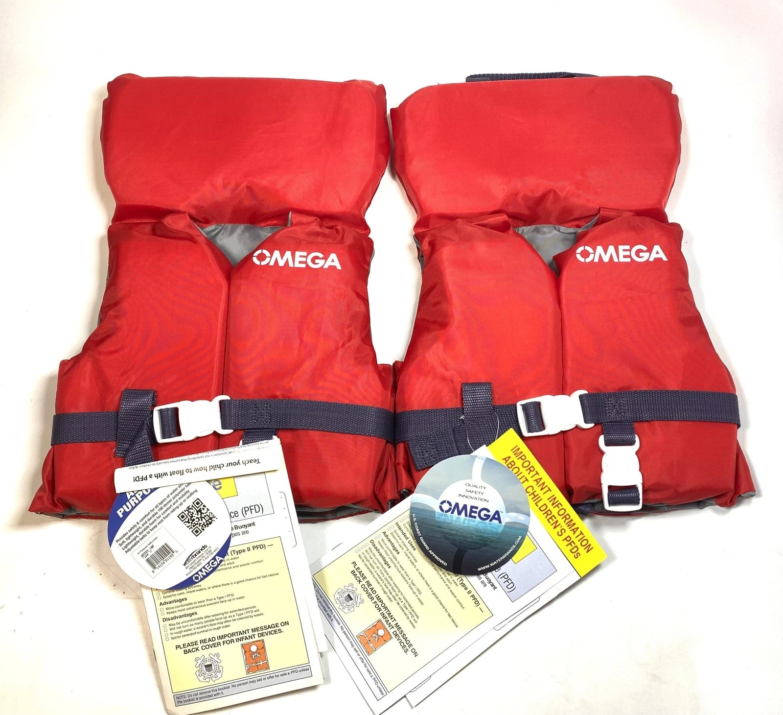 Set of 2 WaterBrands 40202 Omega Infant Type II Ski Vests (Life Jackets)