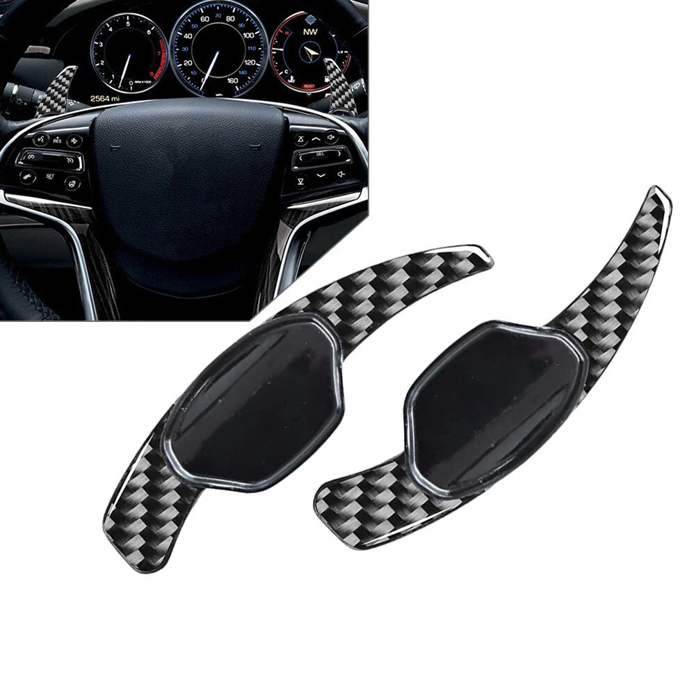 2X Steering Wheel Shift Paddle Extension for Cadillac XTS (2013–2019) Carbon Fiber Black