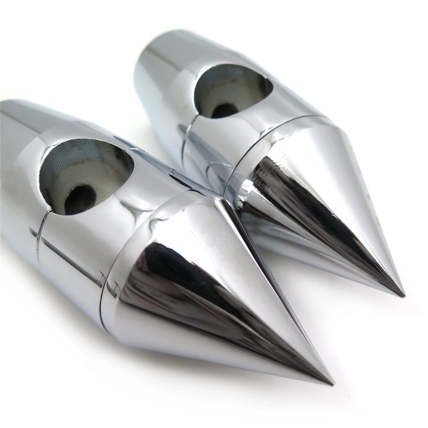 Chrome 1" Billet Spike Handlebar Risers for Harley Softail Dyna Sportster