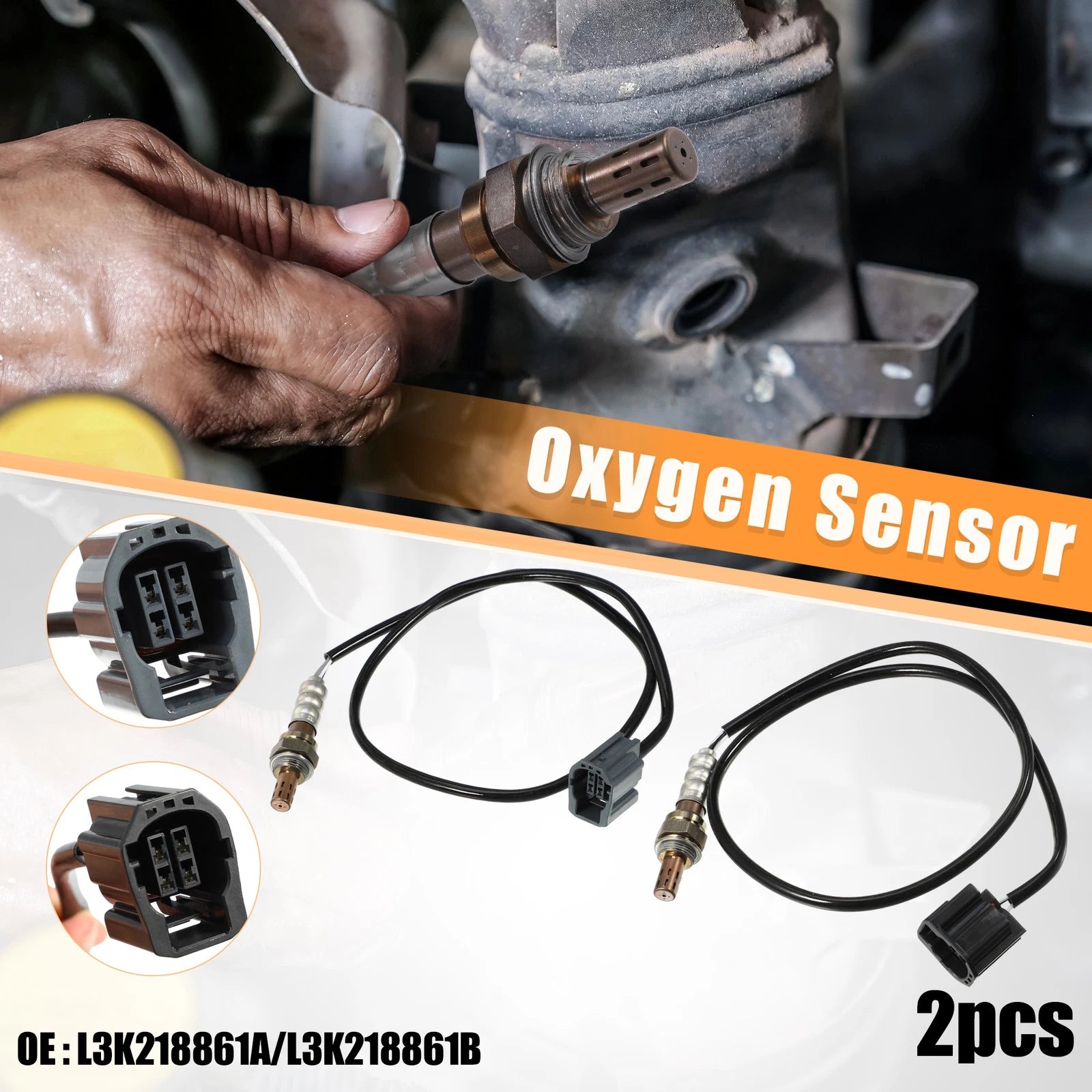 2 Pcs Up and Downstream Oxygen Sensor for Mazda 3 L4 (2004–2005) No.L3K218861A