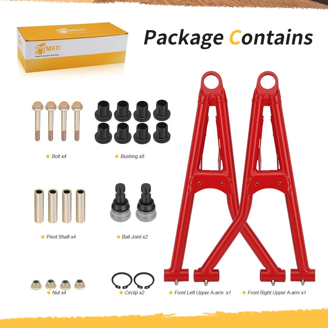 Upper A-Arm Kit for Polaris Scrambler 850, Sportsman 550, 1000 XP (2014–2023)