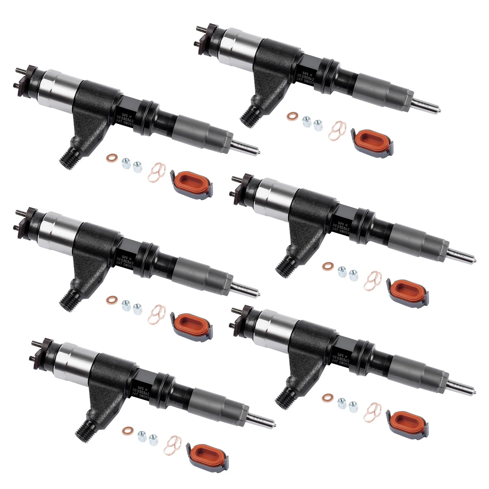 6Pack Common Rail Injectors for John Deere 4045T 6068T (RE531209 DZ100212)