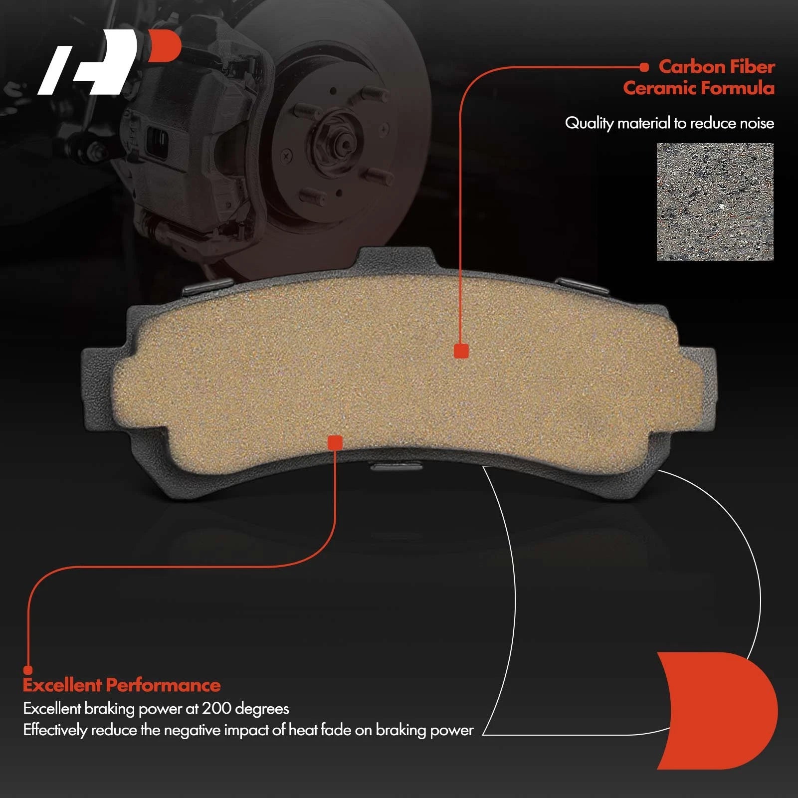 Set of 4 Rear Ceramic Brake Pads for Nissan Sentra 1995–1999, 200SX 1995–1998