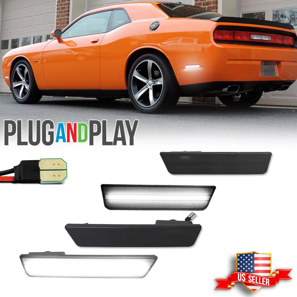 Set of 4 Smoke Front Rear Side Marker Lights for Dodge Challenger (2008–2014)