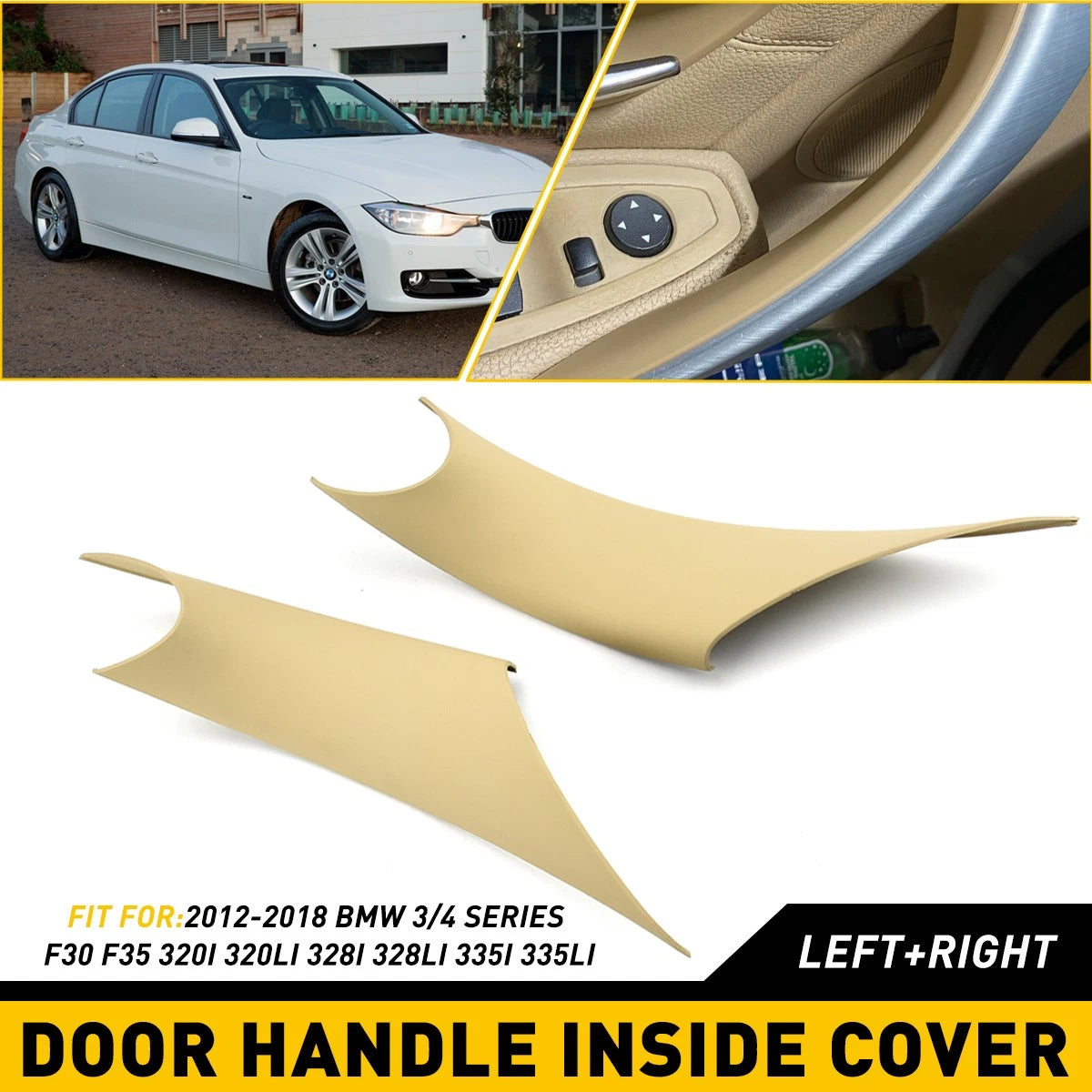 2X Inside Door Handle Cover Beige for BMW 3/4 Series (2012–2018)