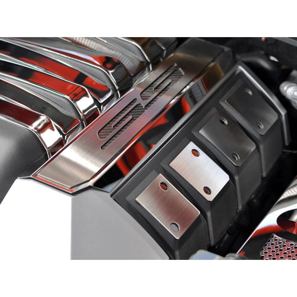 Fuel Rail Covers w/Orange C-Fiber 'SS' Inlay for 10-15 Camaro SS fits OEM Shroud