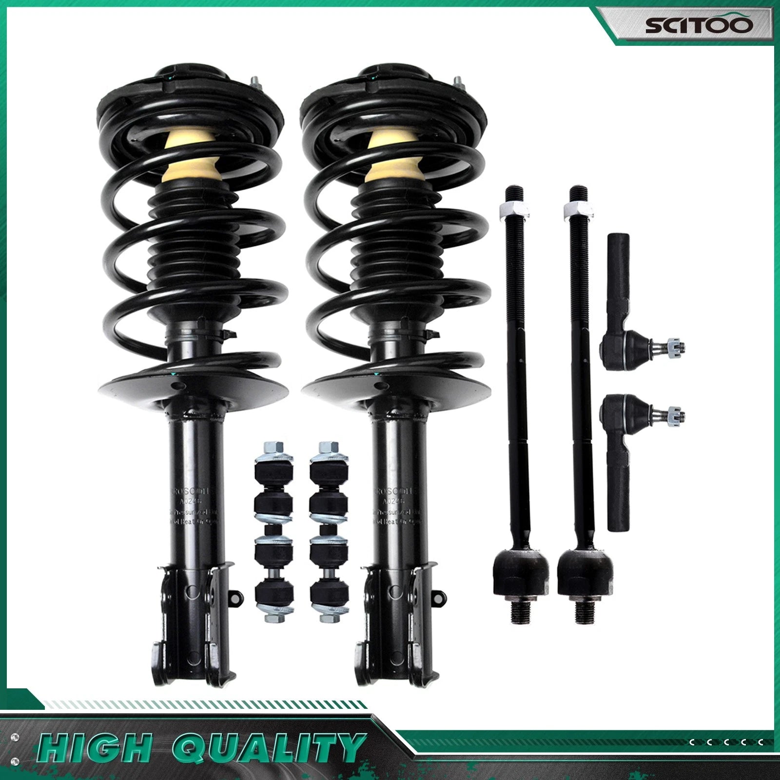 Set of 2 Front Struts Tie Rod Sway Bar Link for Chrysler PT Cruiser (2001–2010)