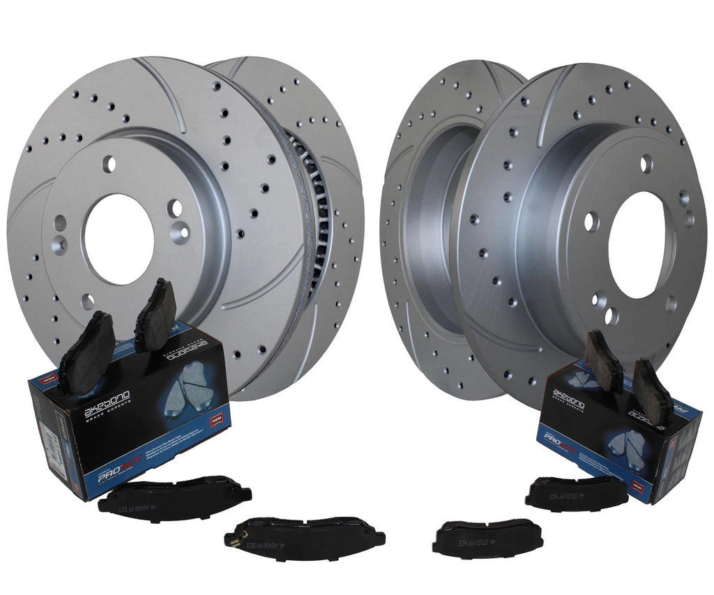 Front Rear Brake Kit with Drilled Rotors & Akebono Ceramic Pads for Elantra GT Forte5 (2013–2017)
