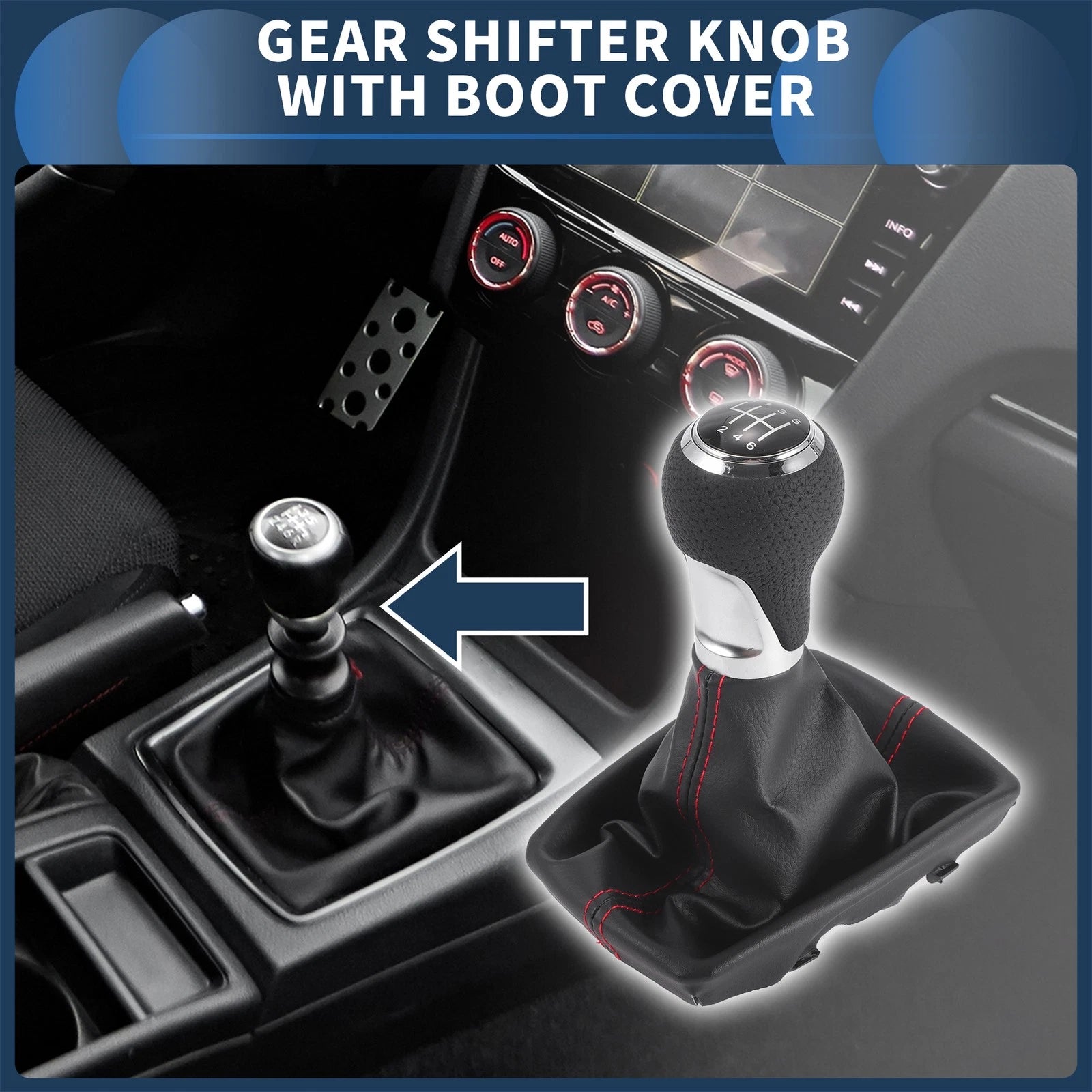 6 Speed Gear Shifter Knob with Cover for Audi A4 (2007–2008)
