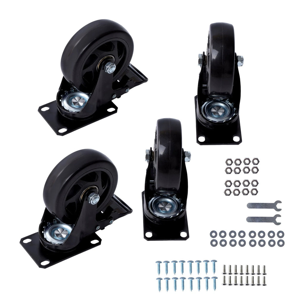 Set of 4 Heavy Duty 4 Inch Swivel Caster Wheels with Brakes