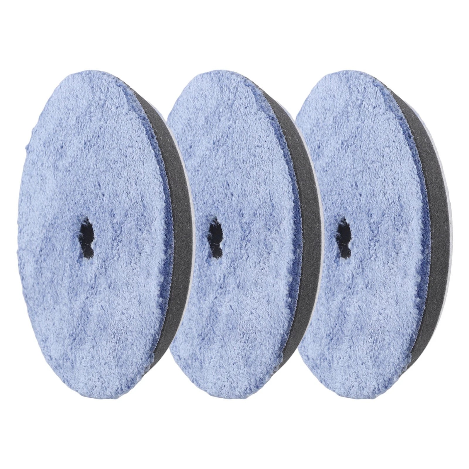 Set of 3 Blue Microfibre Pads 150mm for Machine Polishing