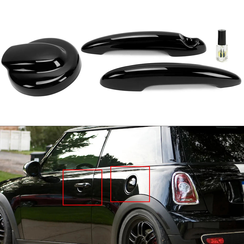 Set of 2 Rear Door Handle Covers & Gas Tank Cap for MINI Cooper S (2007–2014)