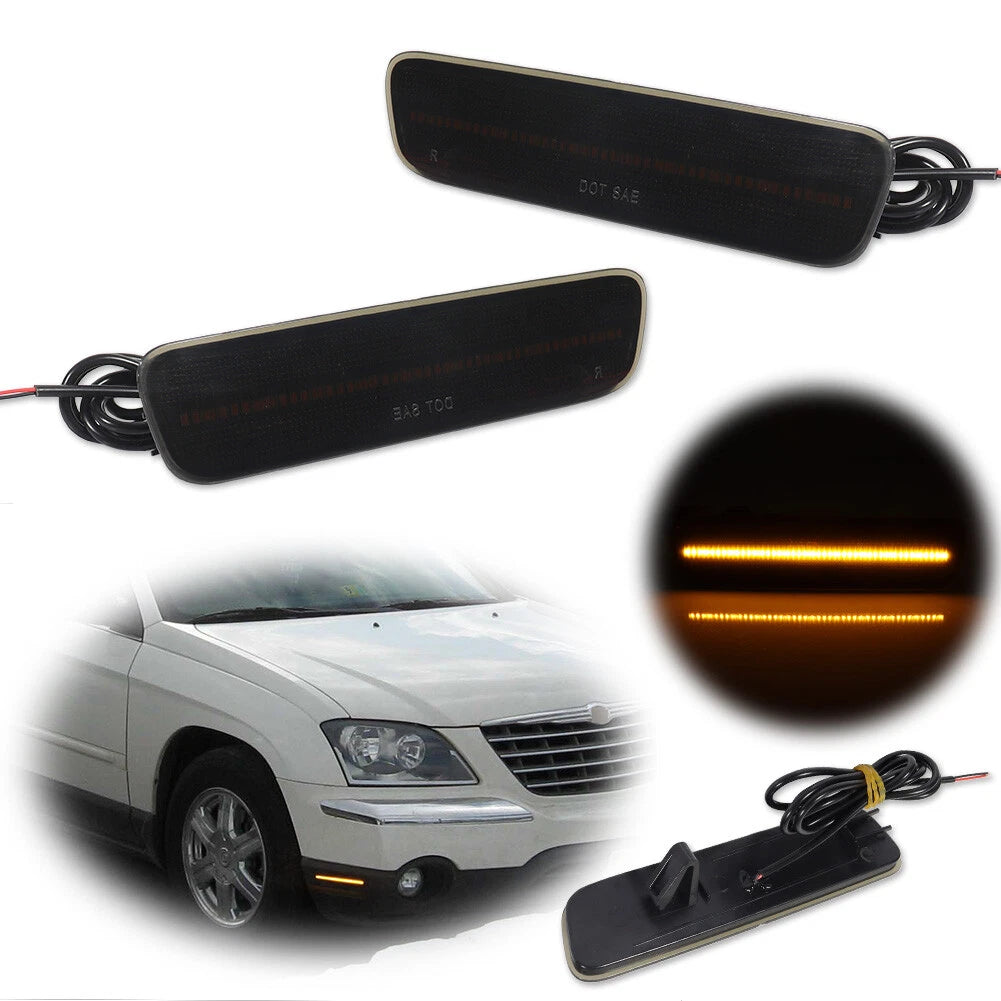 2X Smoke Lens Amber LED Front Side Marker Lights for Chrysler Pacifica (2004–2008)