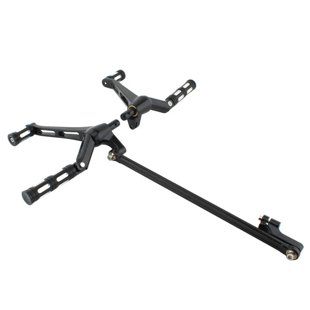 Black Driver Footrest Pedal Bracket Set for Harley Night Rod VRSC Special (07-17)