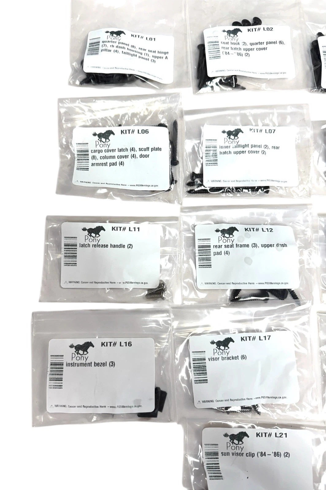 Interior Screw Hardware Kit for 1979–1986 Ford Mustang Hatchback