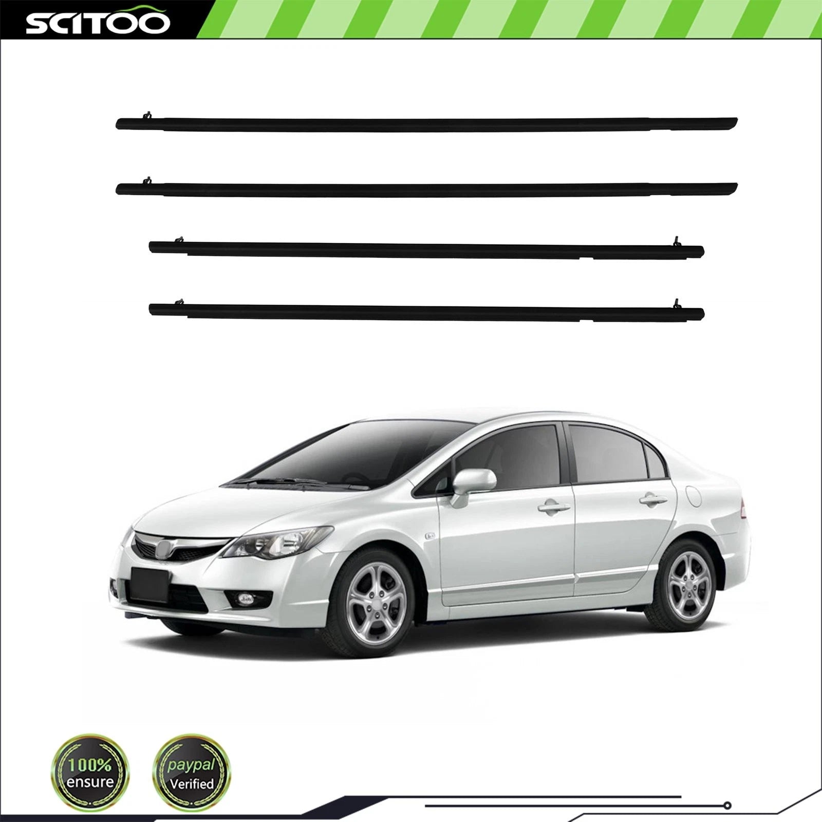 Window Scraper Seal Belt Weatherstrip for Honda Civic Sedan (2006–2011)