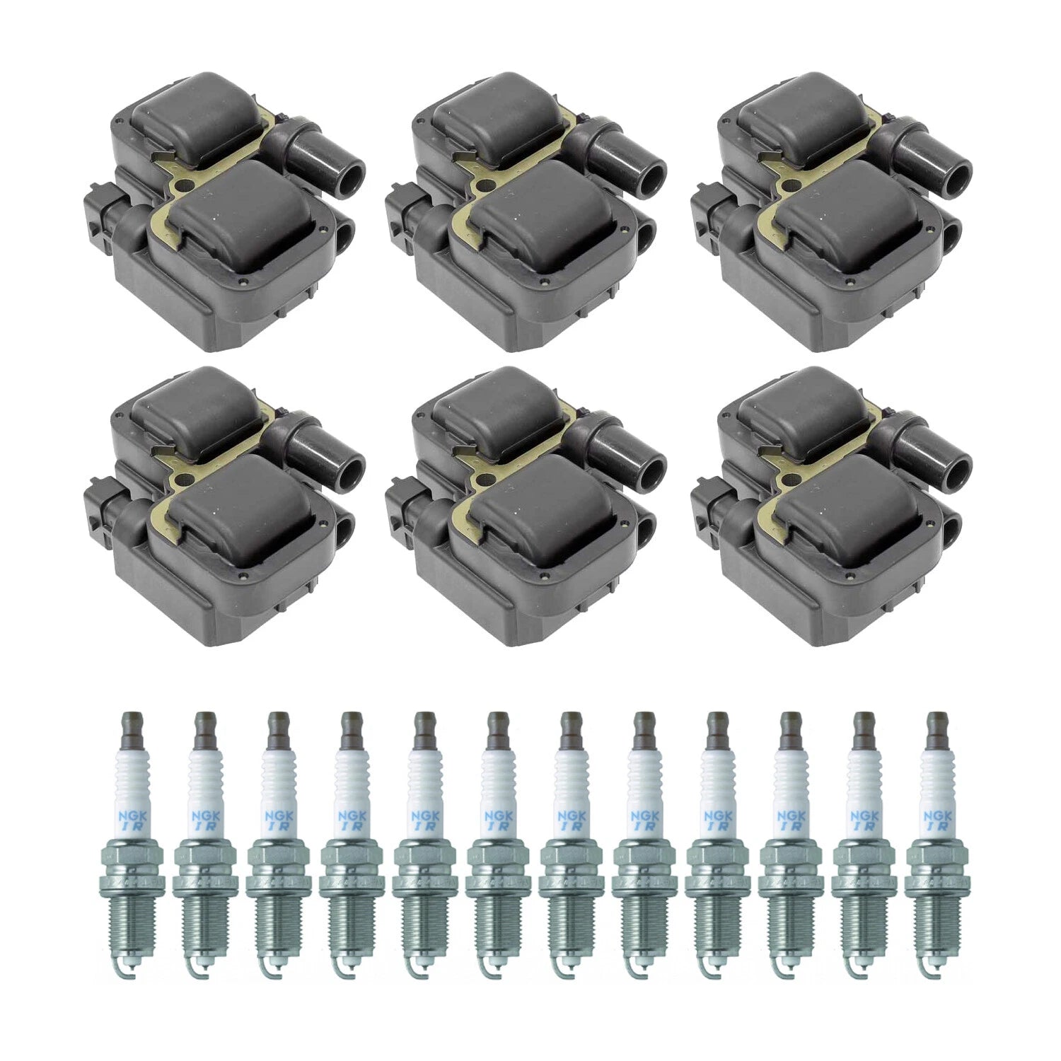 2X Ignition Coil & NGK 12 Laser Iridium Spark Plug Kit for SLK32 AMG (2002–2004)