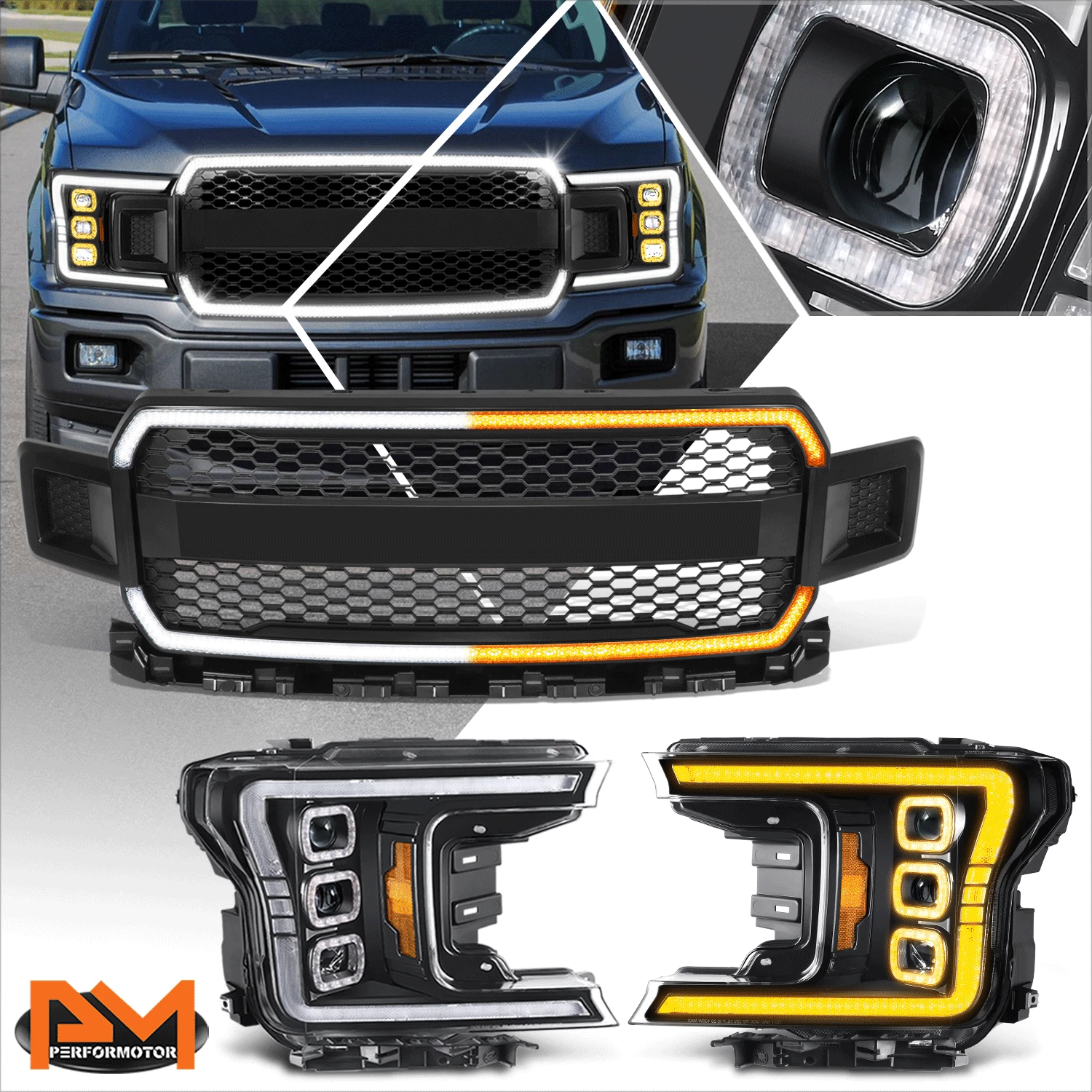 Switchback LED DRL Sequential Signal Headlight for Ford F-150 (2018–2020)
