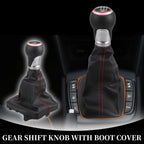 6 Speed Manual Shift Knob with Boot Cover for Audi A6 (2004–2008) Black Plastic