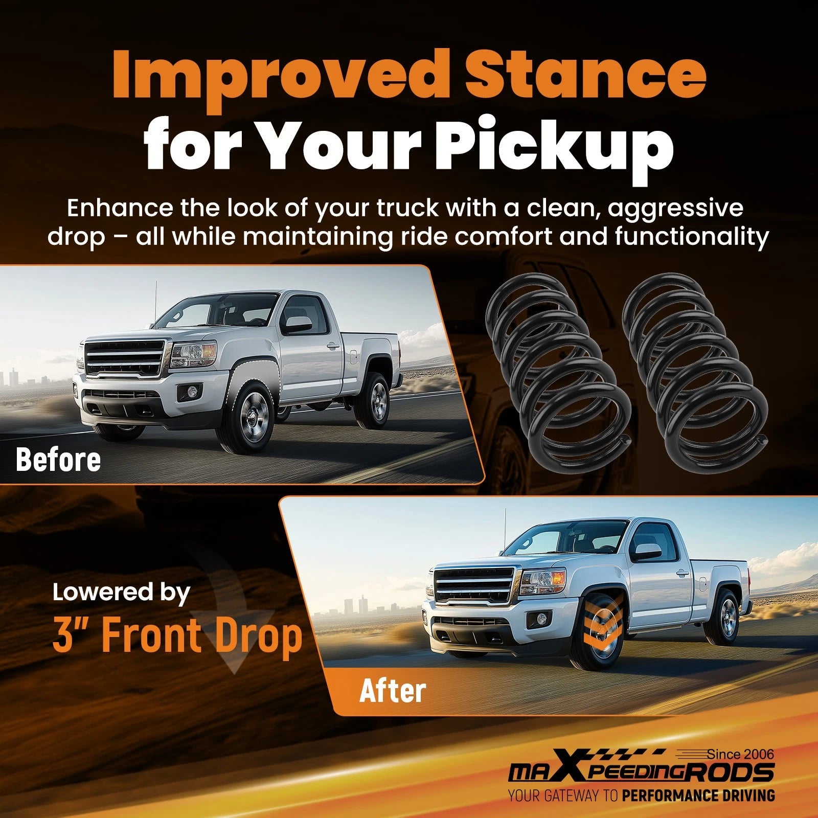3 Inch Steel Springs for Dodge Ram 1500 2WD (1994–2001) Front Lowering Drop Kit