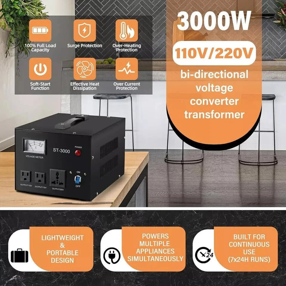 3000W Voltage Converter Transformer 220V to 110V / 110V to 220V