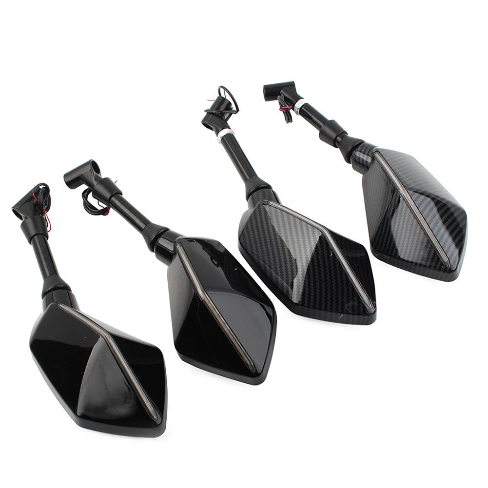 LED Turn Signal Side Mirrors 10MM for Kawasaki Ninja Z750 (2007–2012)