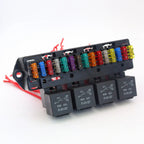 15-Way Blade Fuse Box & 4-Way 12V 40A Relay for Car Truck UTV