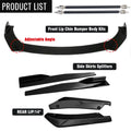 Glossy Black Front Bumper Spoiler Body Kit for Universal (Fits )