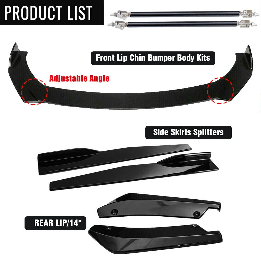 Glossy Black Front Bumper Spoiler Body Kit for Universal (Fits )