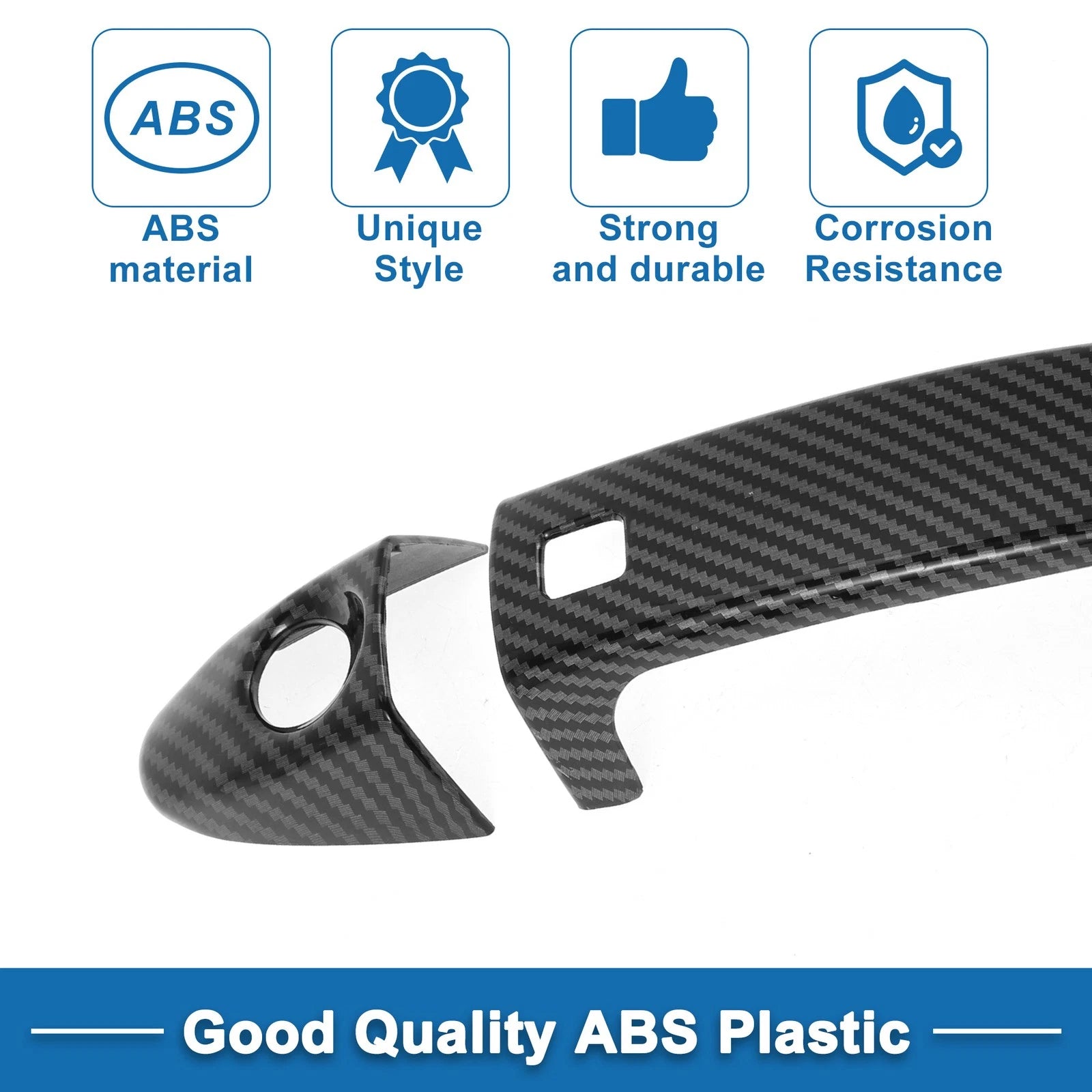 Door Handle Cover Trim for Ford Fiesta (Carbon Fiber, Black)