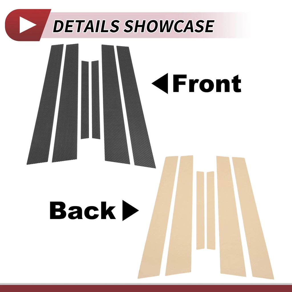 6 Pcs Door Pillar Window Trim for Nissan Maxima (2004–2008) Carbon Fiber