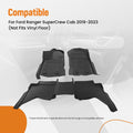 All Weather Floor Mats for Ford Ranger SuperCrew Cab (2019–2023) TPE Black