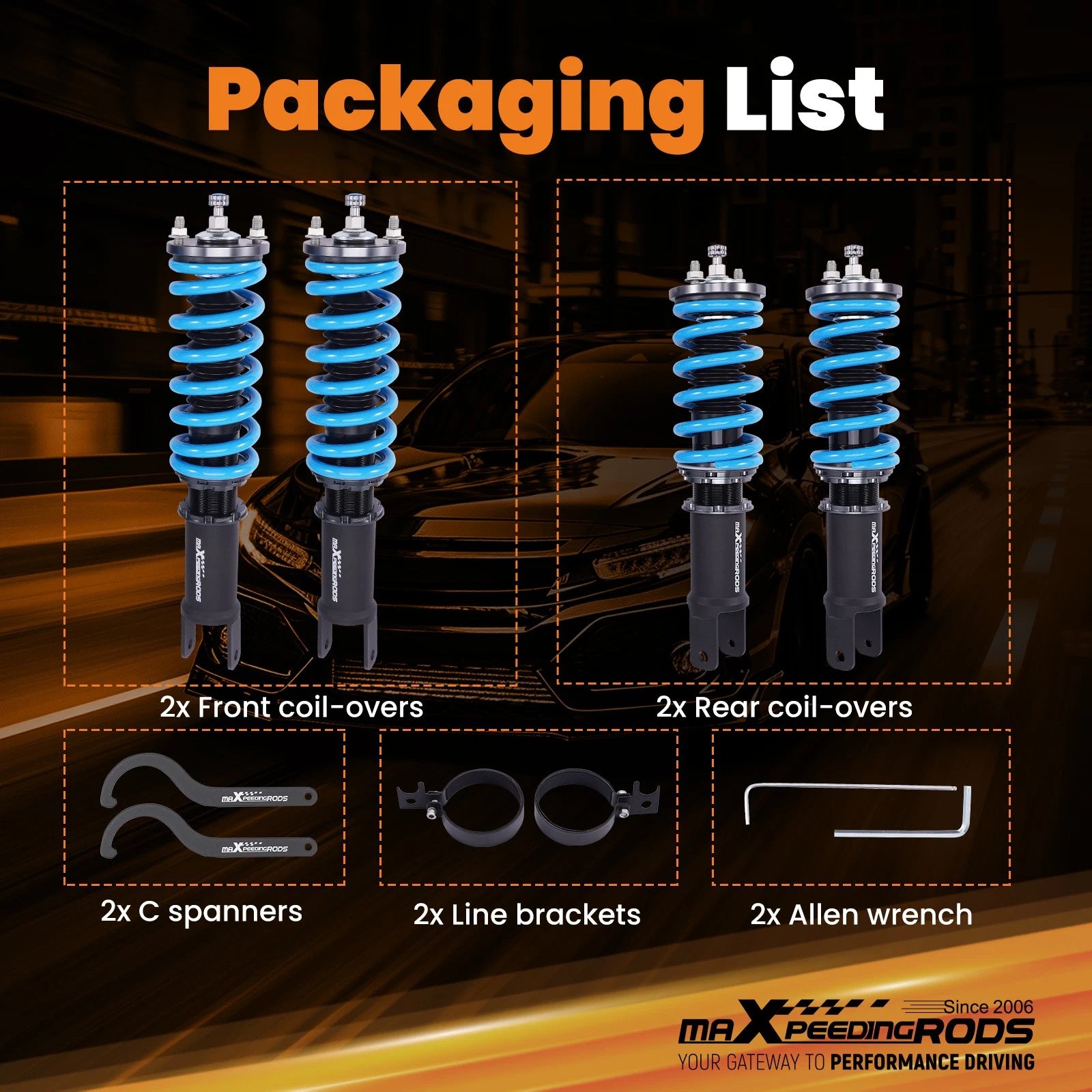 Adjustable Coilovers for Honda S2000 (2000-2009)