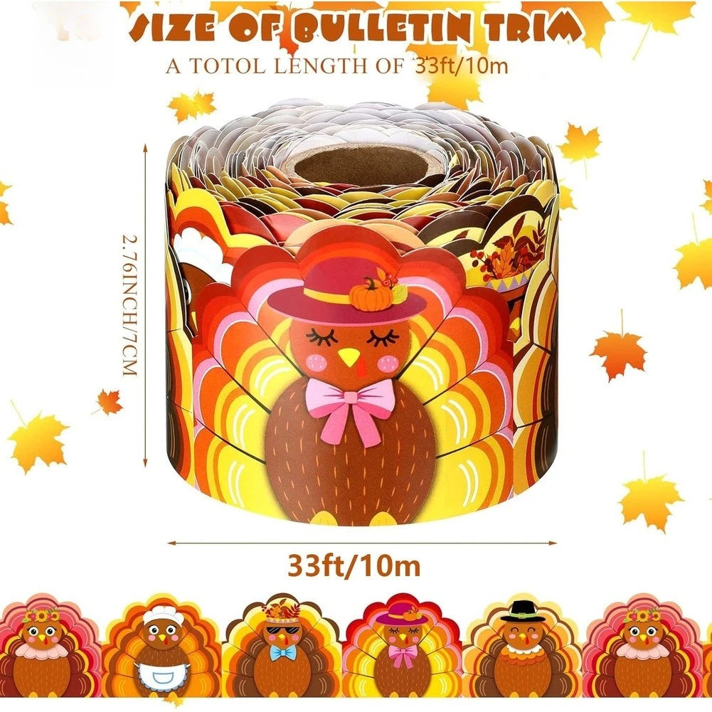 Seasonal Turkey Scalloped Border Decor for Classroom Display