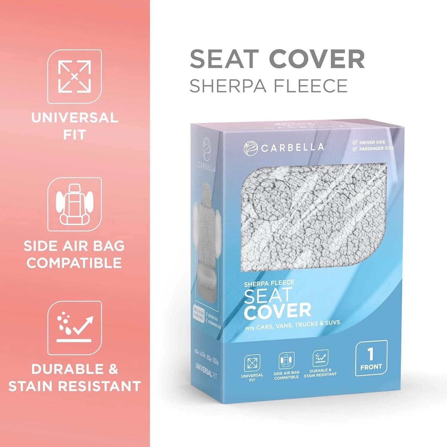 1 Piece Plush Sherpa Fleece Car Seat Cover for Universal Fit