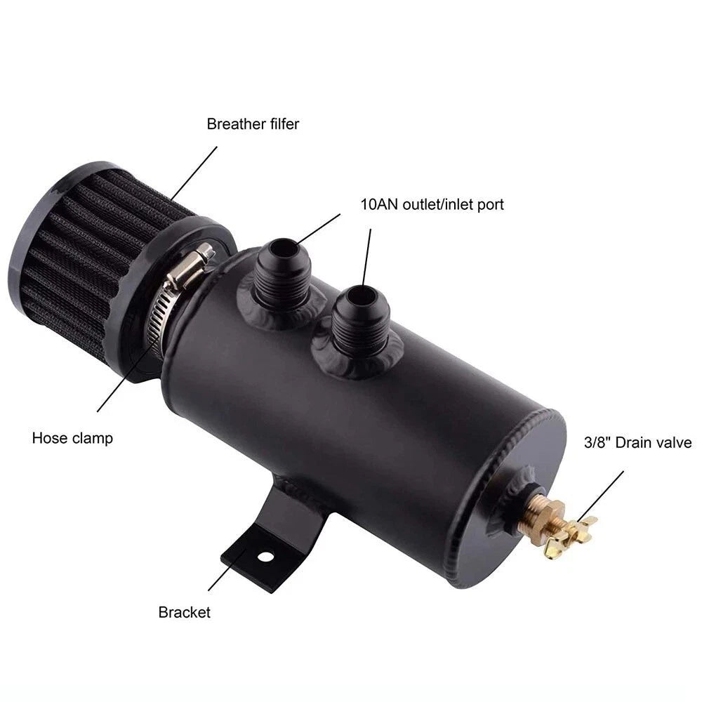 10AN Oil Catch Can Reservoir Tank for Universal Applications (2 Port)