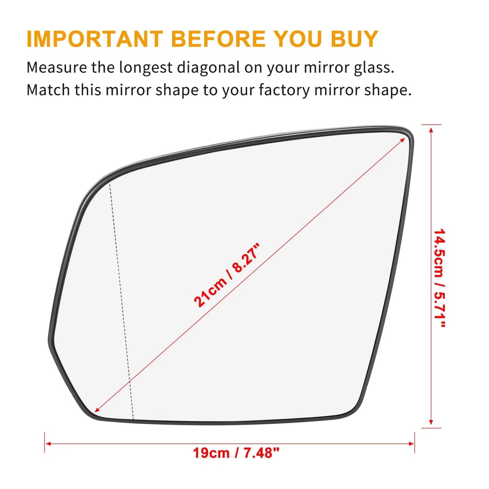 Heated Left Rearview Mirror Glass A1648107719 for Mercedes-Benz M-Class (2005–2011)