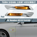 Side Marker Turn Signal Amber Lights for BMW 528i 535i 550i F10 Silver Tone