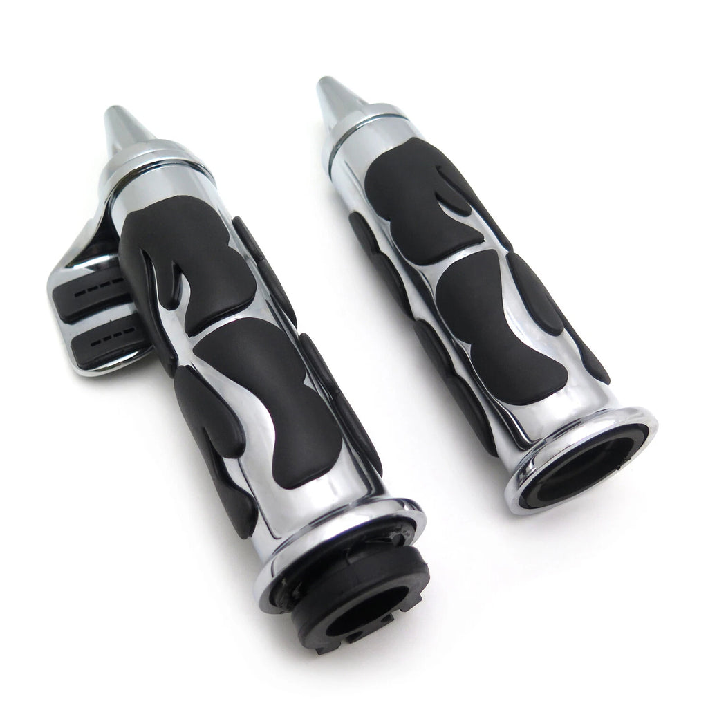 Flame Chrome 25mm Spike Hand Grip Throttle Boss for Kawasaki Yamaha