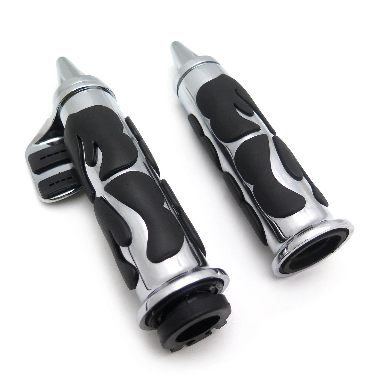 Flame Chrome 25mm Spike Hand Grip Throttle Boss for Kawasaki Yamaha
