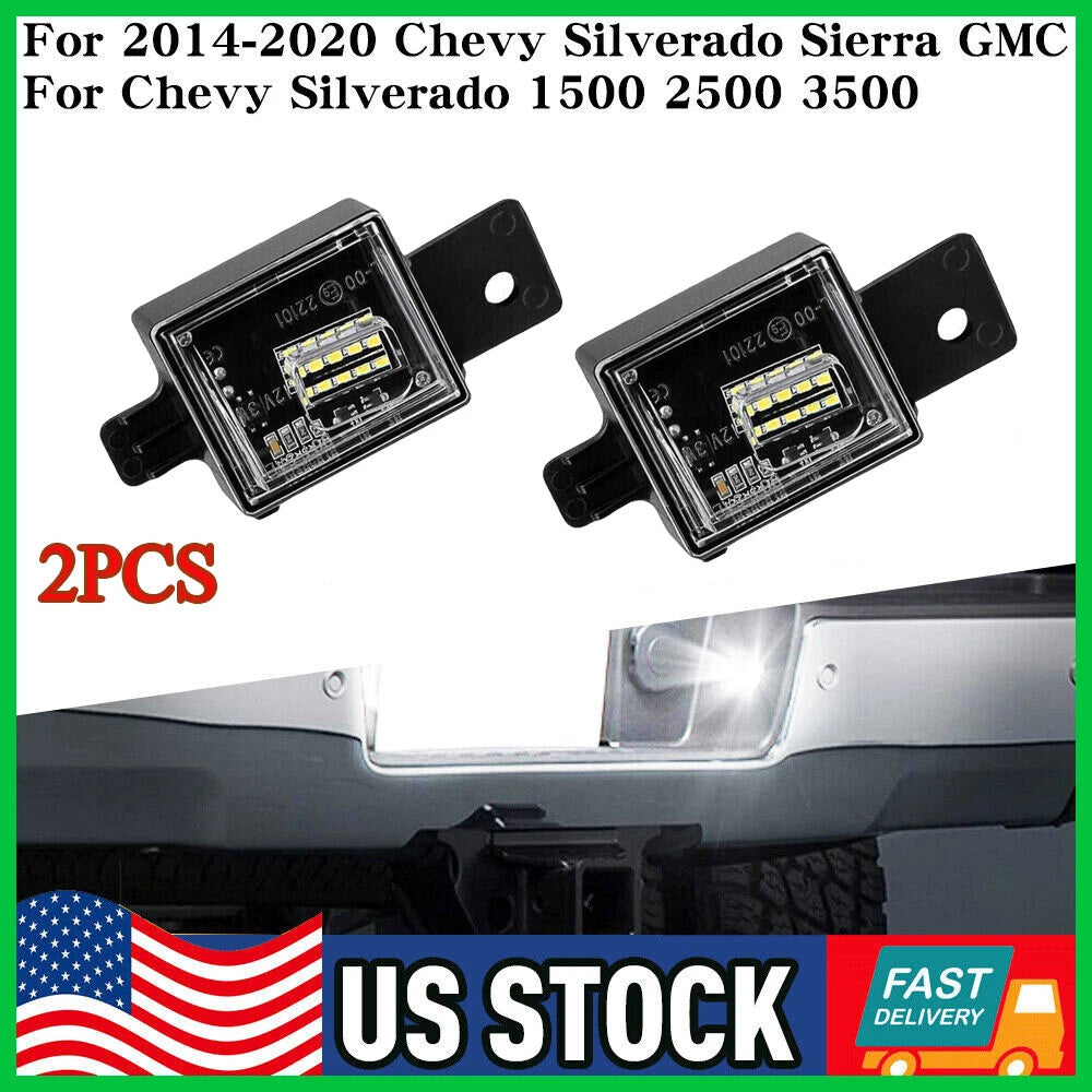 LED License Plate Light for Chevy Silverado GMC Sierra 1500 2500 3500 (2014–2021)