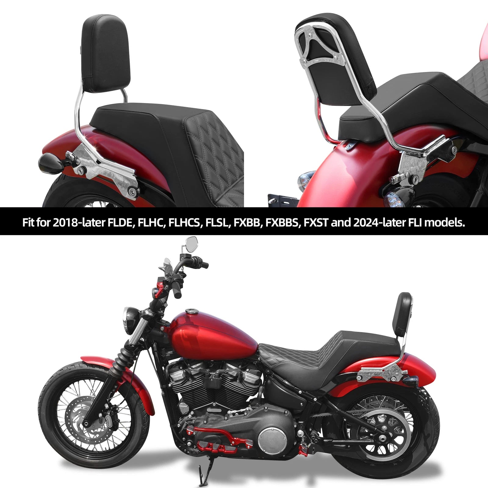 Sissy Bar Upright Backrest for Harley Softail Street Bob Slim (2018–2023)
