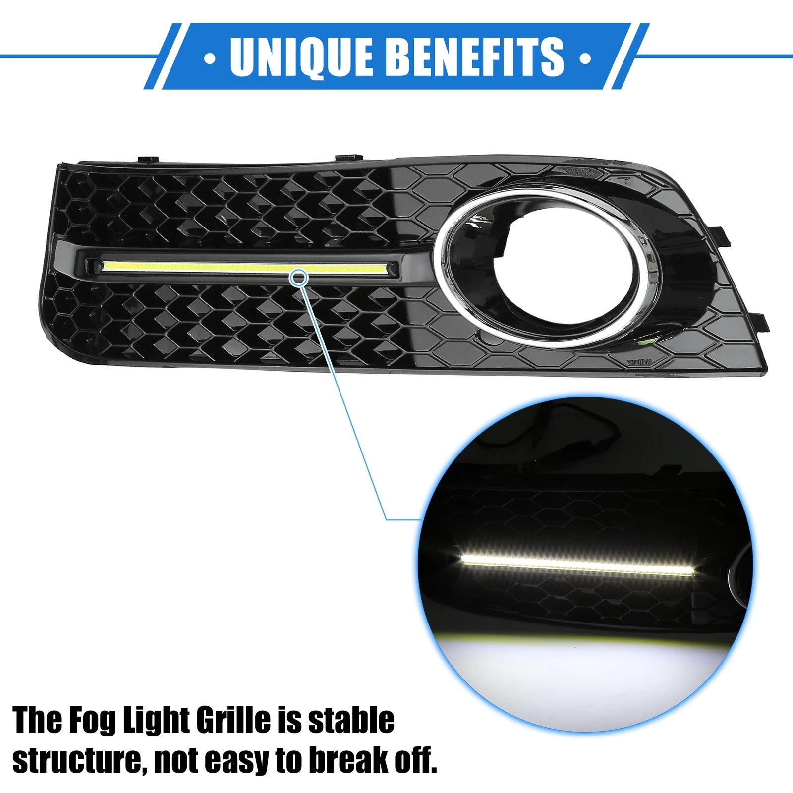 1 Pair Front Bumper Grille Fog Light LED 8K0807681 for Audi A4 B8 (2009–2011)