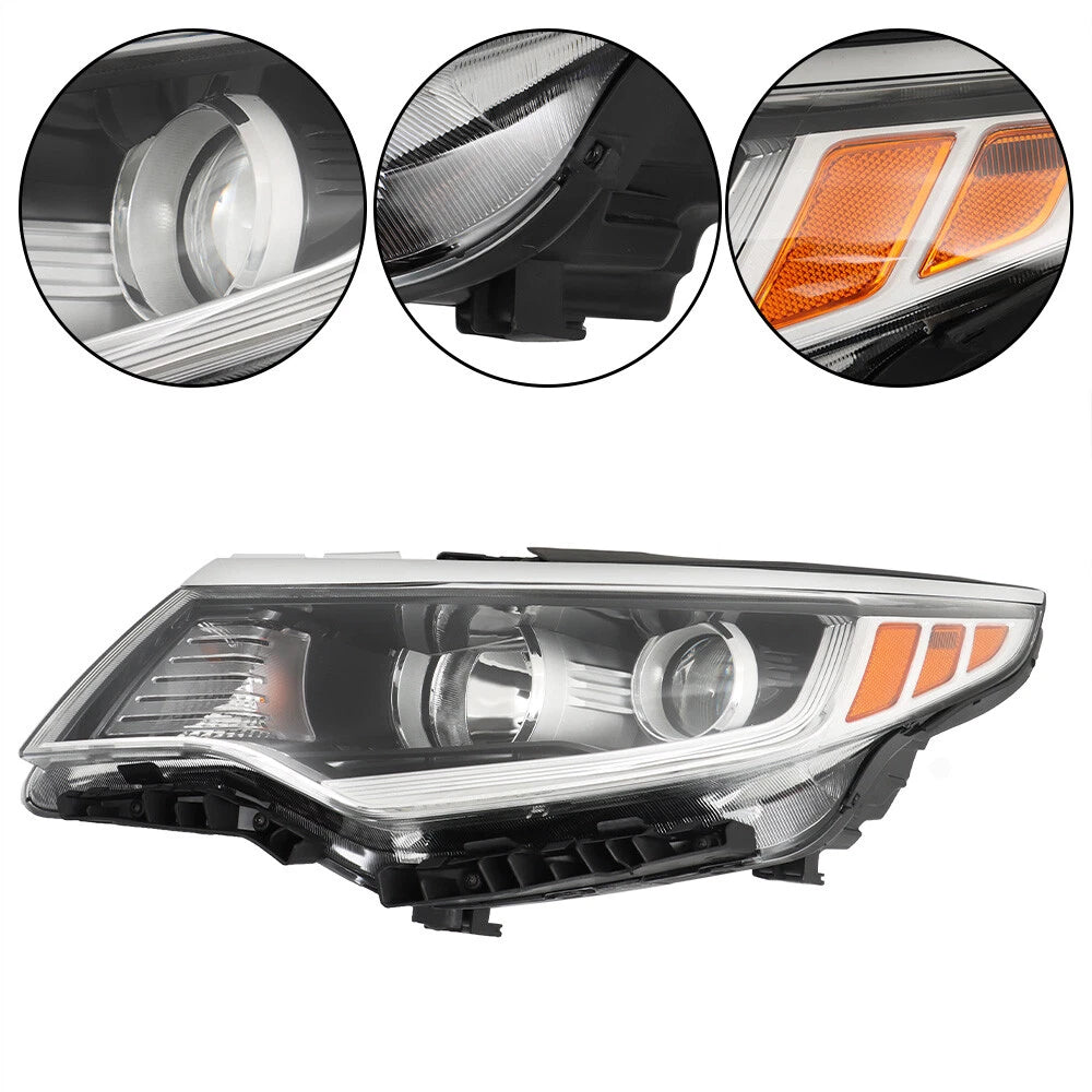 Set of 2 Halogen Headlights for Kia Optima (2016–2018) Chrome