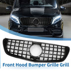 Front Upper Bumper Grille for Mercedes-Benz V-Class (2019–2023) Glossy Black
