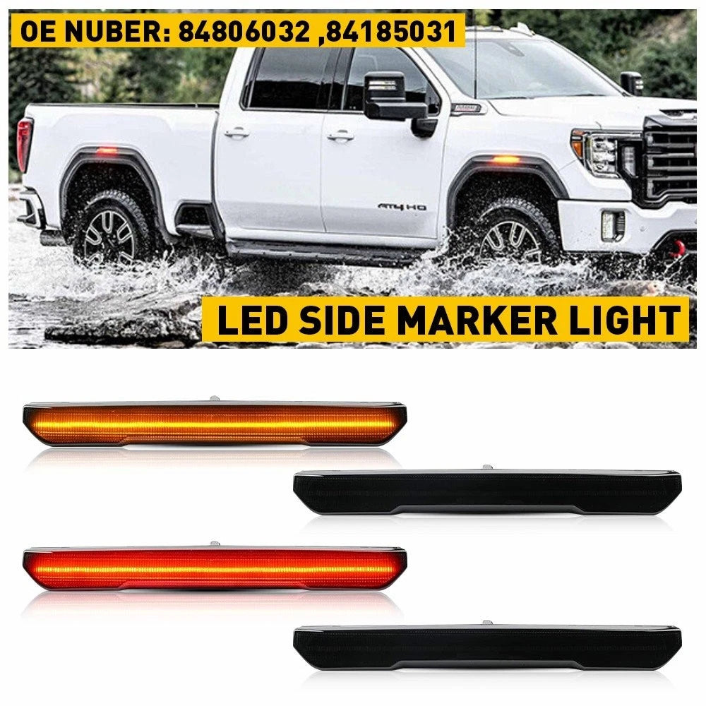 Smoke LED Side Marker Signal Light for GMC Sierra 2500 3500HD (2020–2024)